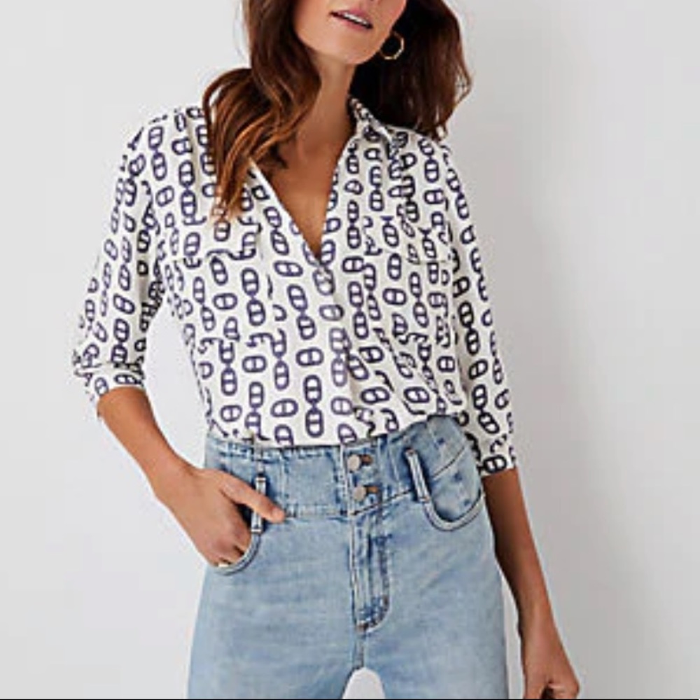 Ann Taylor Chain Link Camp Shirt